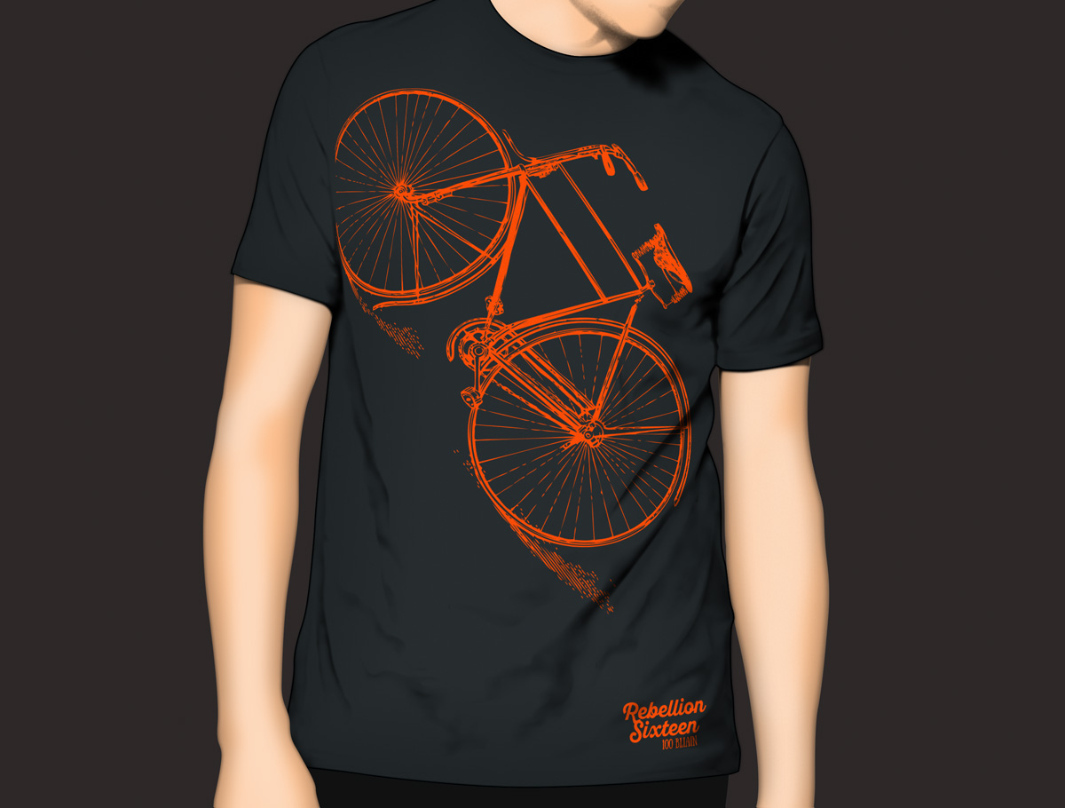 Mens Cycle T-shirt Michael Collins High Nelly Bicycle - Charcoal Grey